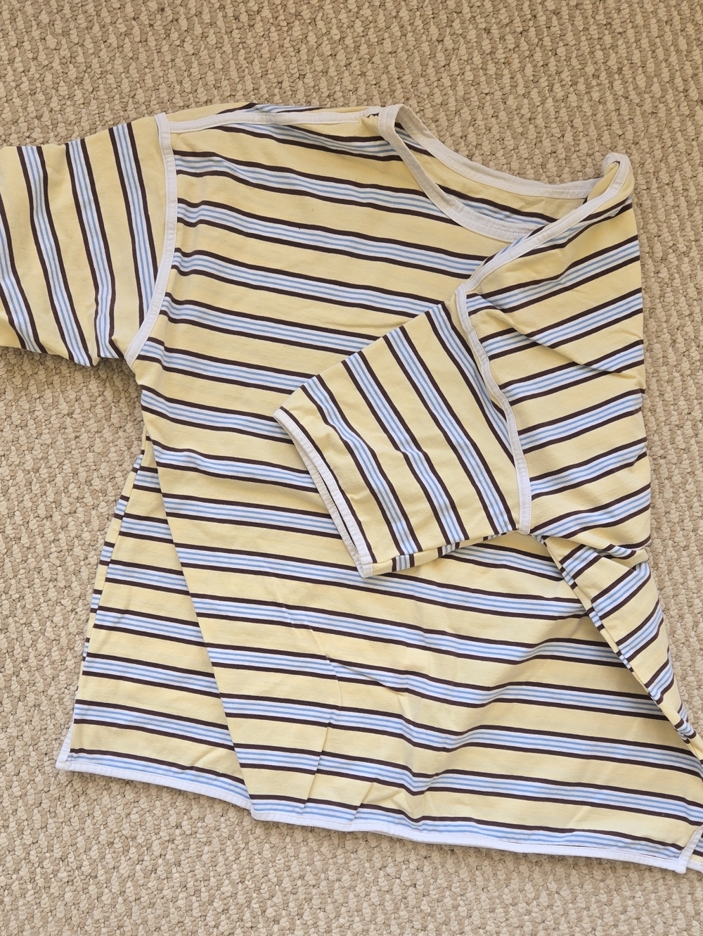 Yellow & Brown Striped Top - Soft Cotton